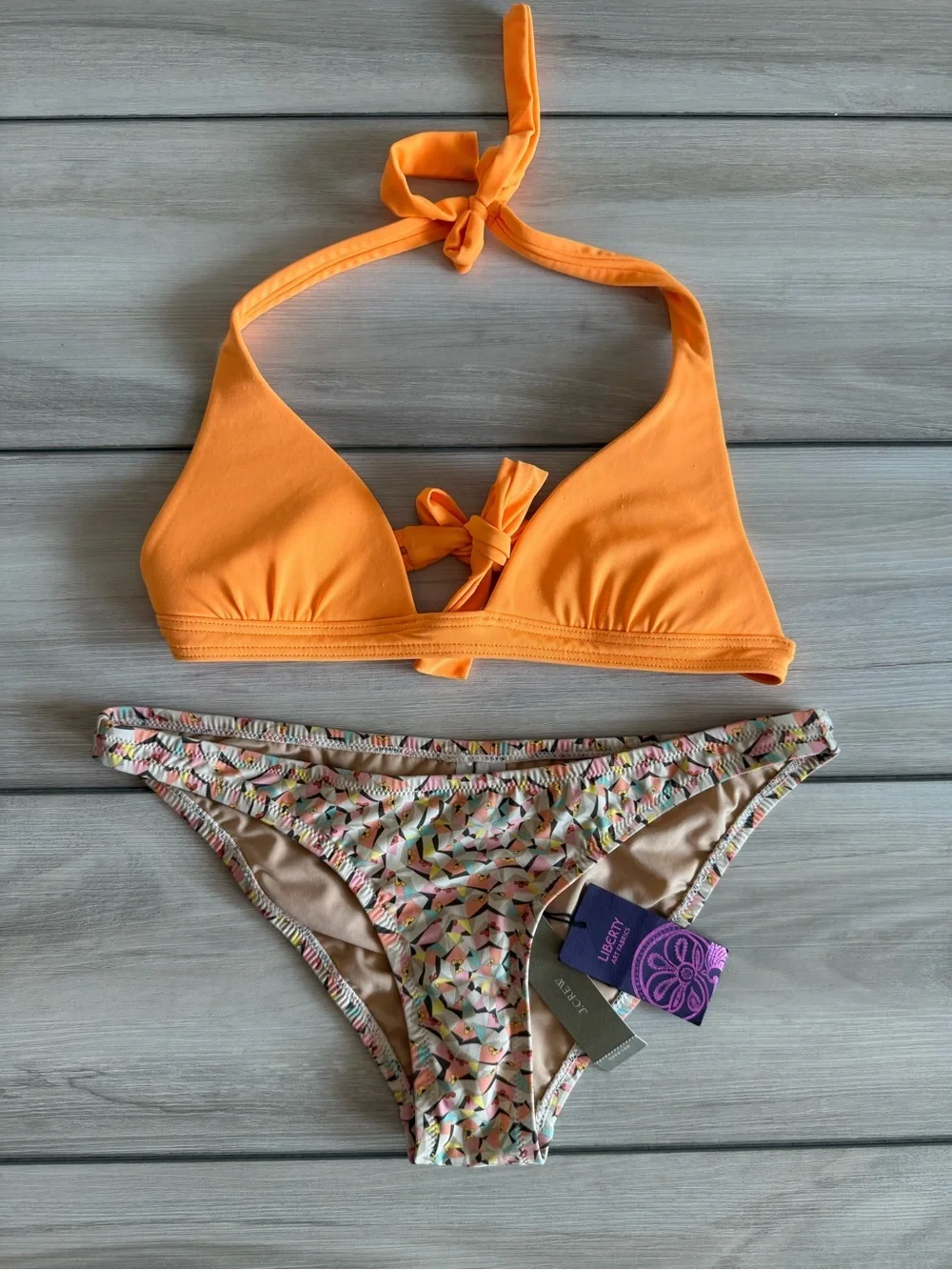 J Crew Kaleidoscope Bikini Orange XS NWT